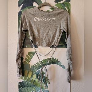 Womens Gymshark Long Sleeve Ribbon Crop Top